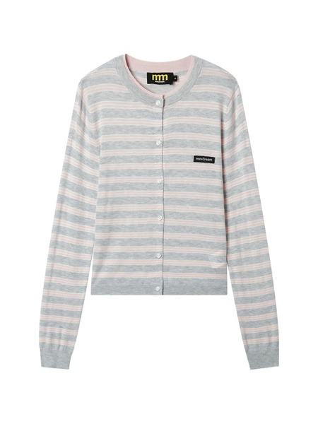  Mini Cream Striped Cardigan - Grey 