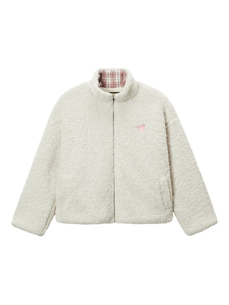  Mini Cream Turtleneck Zip Jacket - White 