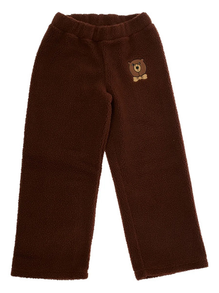  Mini Rodini Bear-embroidered Pile Trousers - Brown 