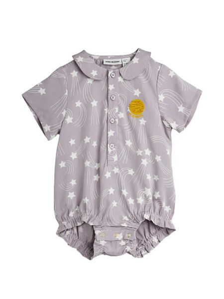  Mini Rodini Button-up Star-print Romper - Purple 