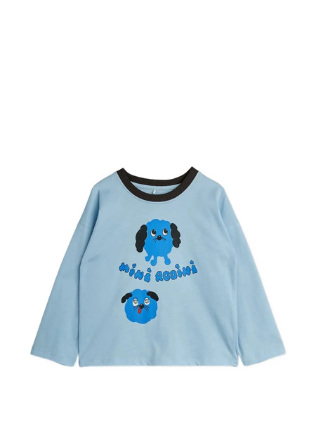  Mini Rodini Dog-print Long-sleeve T-shirt - Blue 