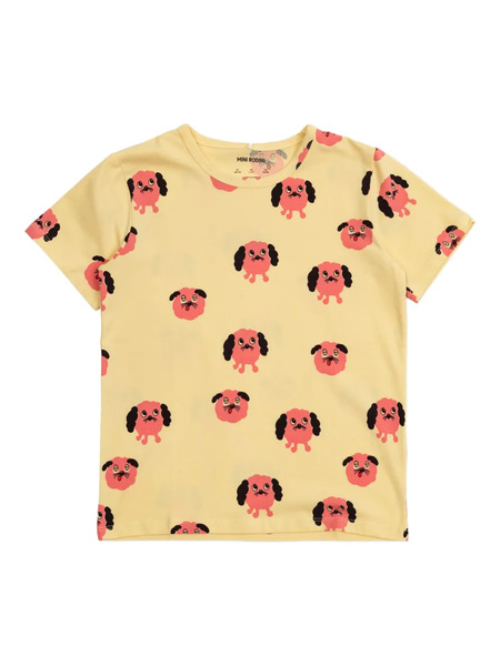 Mini Rodini Doggies Print T-shirt - Yellow 