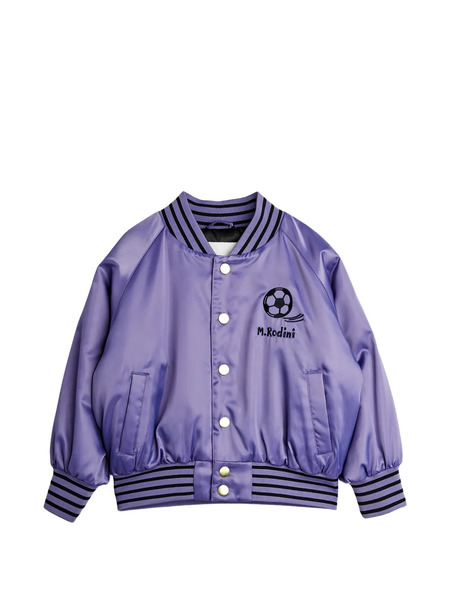  Mini Rodini Embroidery Striped Bomber Jacket - Purple 
