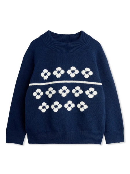  Mini Rodini Floral Knitted Jumper - Blue 
