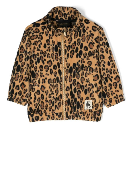  Mini Rodini Leopard-print Fleece Jacket - Orange 