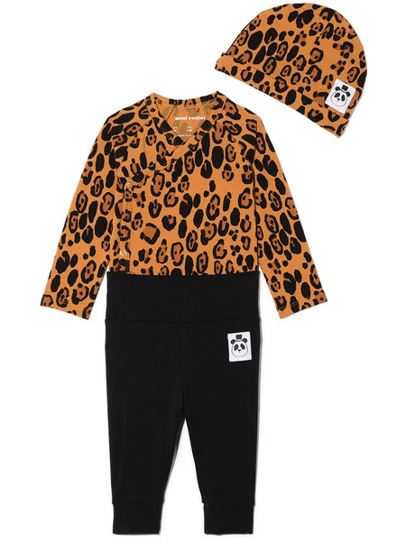  Mini Rodini Leopard-print 3-piece Set - Orange 