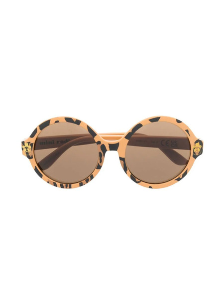  Mini Rodini Leopard-print Round-frame Sunglasses - Neutrals 