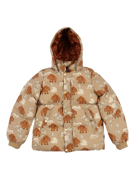  Mini Rodini Mammoth-print Hooded Puffer Jacket - Brown 