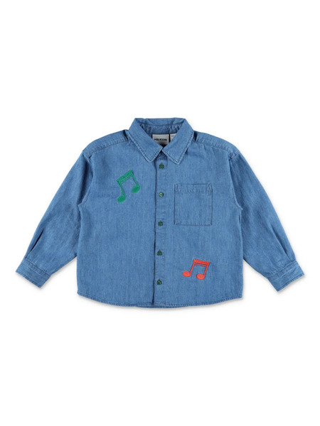  Mini Rodini Music Note-embroidered Shirt - Blue 