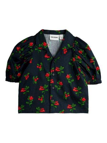  Mini Rodini Puff-sleeve Floral Top - Black 