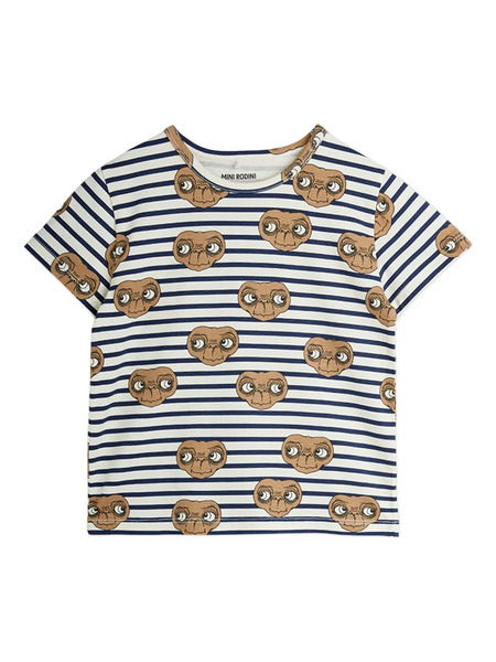  Mini Rodini Striped Graphic T-shirt - White 