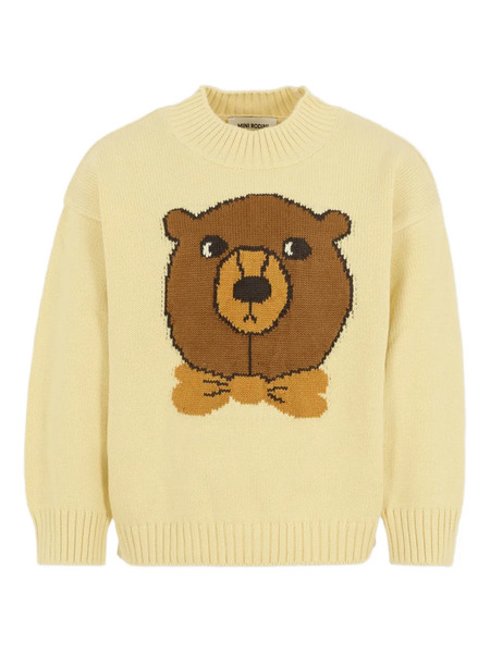  Mini Rodini Teddy Bear-intarsia Sweater - Neutrals 