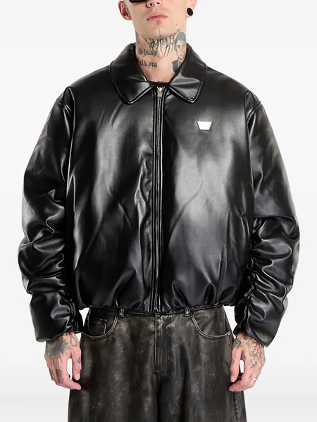  Misbhv Faux-leather Puffer Bomber Jacket - Black 