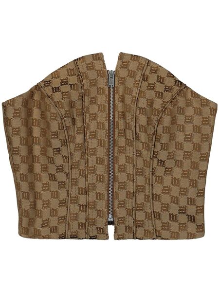  Misbhv Jacquard Monogram Corset Top - Neutrals 