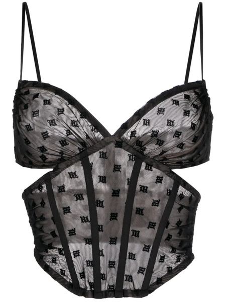  Misbhv Mesh Monogram Corset Top - Black 