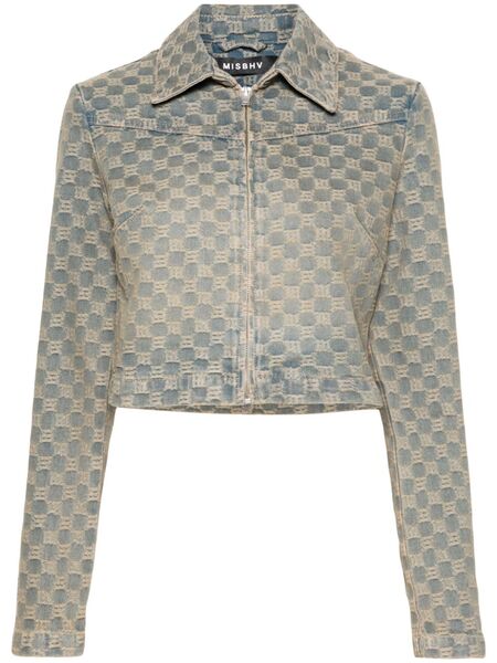  Misbhv Monogram-jacquard Denim Jacket - Blue 