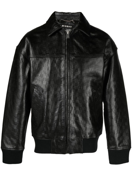  Misbhv Monogram-jacquard Leather Jacket - Black 