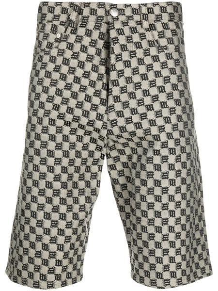  Misbhv Monogram-print Cotton-blend Shorts - Neutrals 