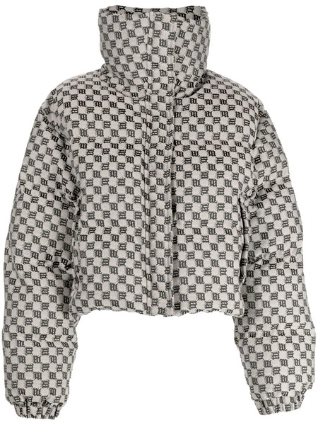  Misbhv Monogram-print Cropped Puffer Jacket - Neutrals 