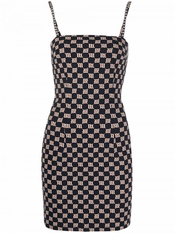  Misbhv Monogram-print Fitted Dress - Black 
