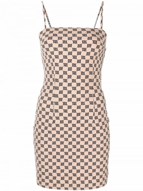 Misbhv Monogram-print Minidress - Neutrals 