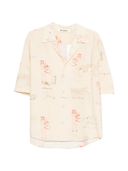  Misbhv Spread-collar Printed Shirt - Neutrals 