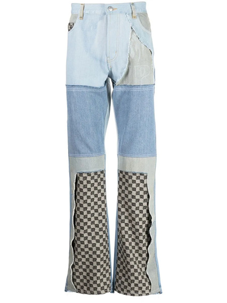  Misbhv Upcycled Monogram-patchwork Jeans - Blue 