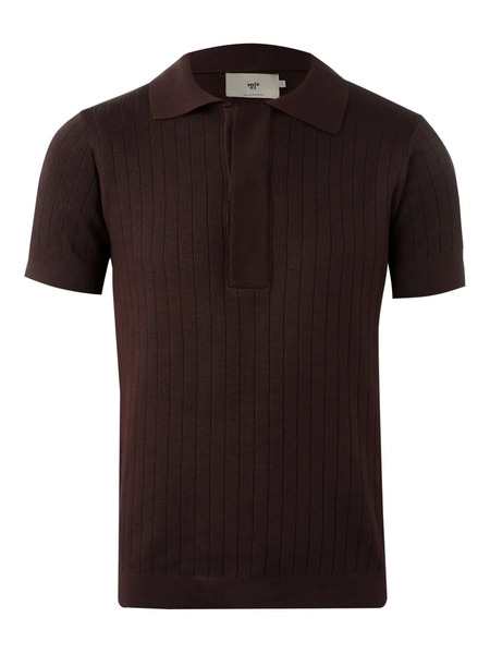  Misci Ribbed-knit Polo Shirt - Brown 