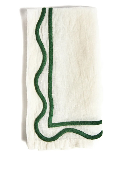 Misette Colorblock Embroidered Linen Napkins (set Of Four) - White 