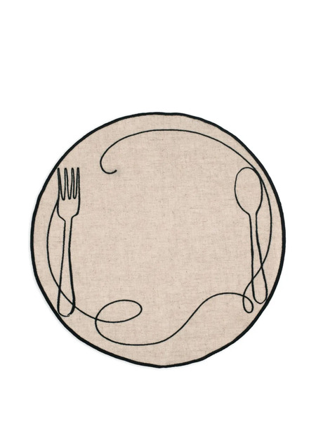  Misette Line Drawing Linen Placemats (set Of Four) - Neutrals 
