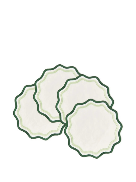  Misette Scalloped-edge Linen Placemats (set Of Four) - Neutrals 