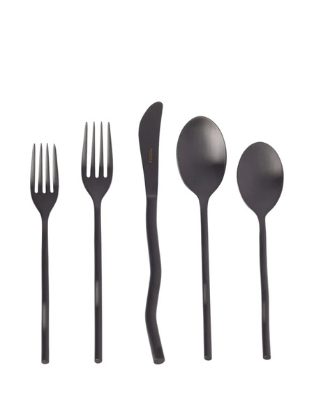  Misette Squiggle Matte Cutlery (set Of Five) - Black 