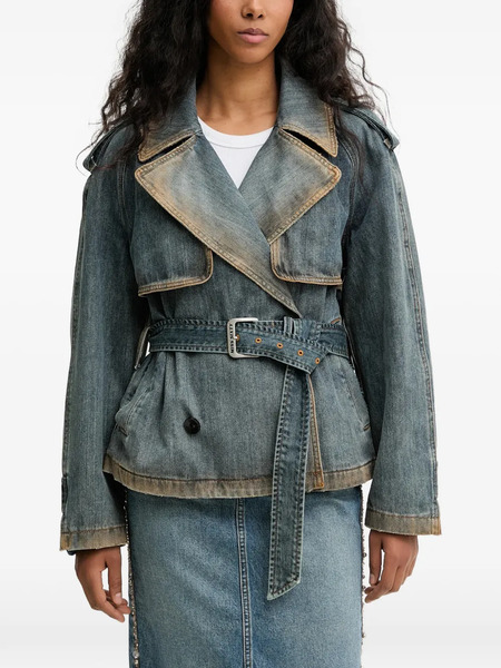  Miss Sixty Belted Double-breasted Denim Jacket - Blue 