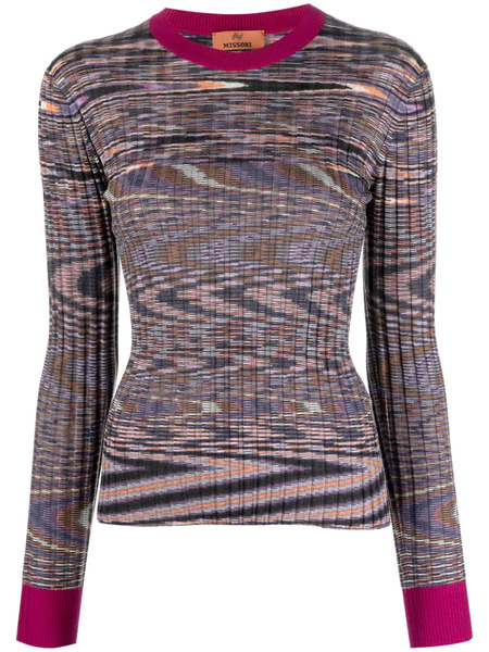  Missoni Abstract-pattern Cashmere-blend Jumper - Purple 
