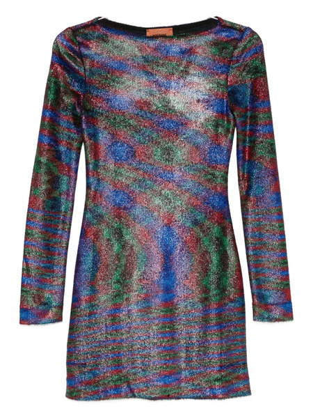  Missoni Abstract-pattern Long-sleeve Mini Dress - Blue 