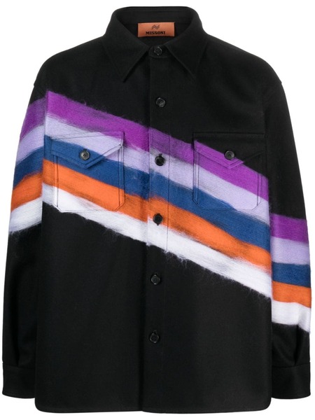  Missoni Brushed-effect Striped Shirt Jacket - Black 