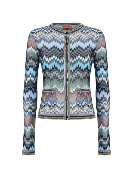  Missoni Button-fastening Patch-pockets Patterned Cardigan - Blue 