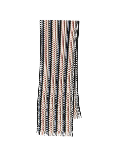  Missoni Chevron Fringed Scarf - Black 