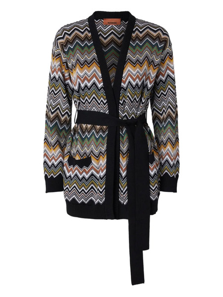  Missoni Chevron-pattern Belted Cardigan - Black 