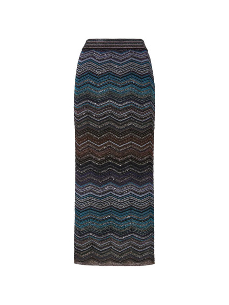  Missoni Chevron-pattern Maxi Skirt - Brown 