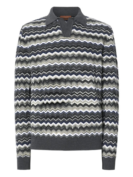  Missoni Chevron-pattern Polo Shirt - Grey 