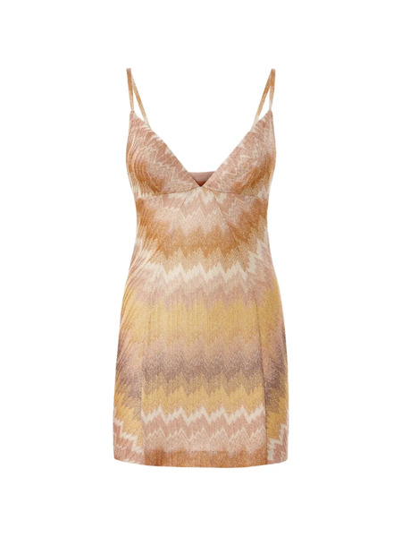  Missoni Chevron-pattern Spaghetti-strap Mini Dress - Neutrals 