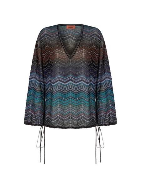 Missoni Chevron-pattern Tie-detail Blouse - Brown 
