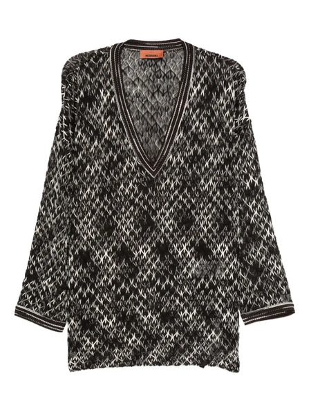  Missoni Geometric-pattern V-neck Sweater - Brown 