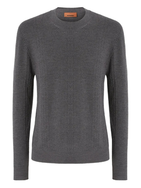  Missoni Herringbone Cable Knit Sweater - Grey 