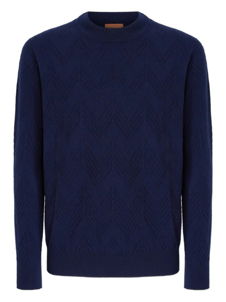  Missoni Herringbone-pattern Crew-neck Sweater - Blue 