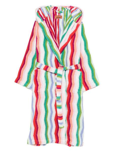  Missoni Hooded Stripe-pattern Bath Robe - White 