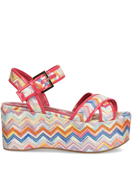  Missoni 85mm Zigzag-patterned Platform Sandals - Red 