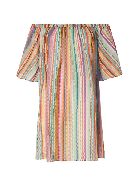  Missoni Off-shoulder Zigzag-pattern Cover-up - Neutrals 