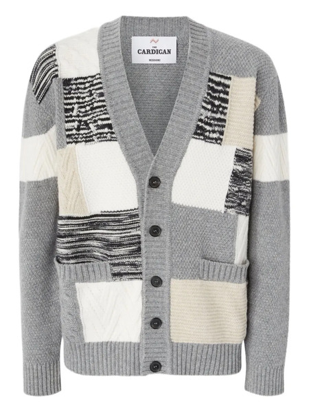  Missoni Patchwork Cable-knit Cardigan - Grey 